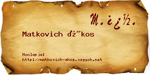 Matkovich Ákos névjegykártya