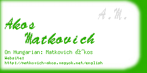 akos matkovich business card